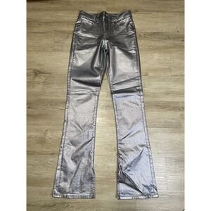 EXPRESS SKYSCRAPER MID-RISE Women's Sz 2R Metallic Silver BOOTCUT JEANS